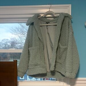 Target Sage Green Sherpa Zip Hoodie Jacket